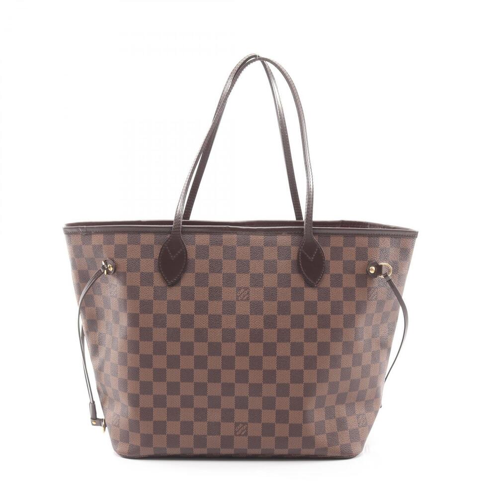 Louis Vuitton Neverfull Damier Tote Bag Canvas Leather Ebene Brown